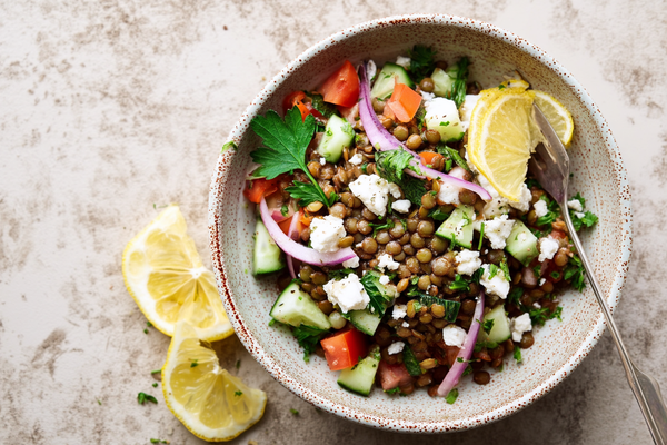 Lebanese Lentil Salad With Homemade Vegan Feta Lebanese Lentil Salad With Homemade Vegan Feta